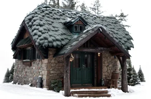 Prompt: a forest cottage, symetric