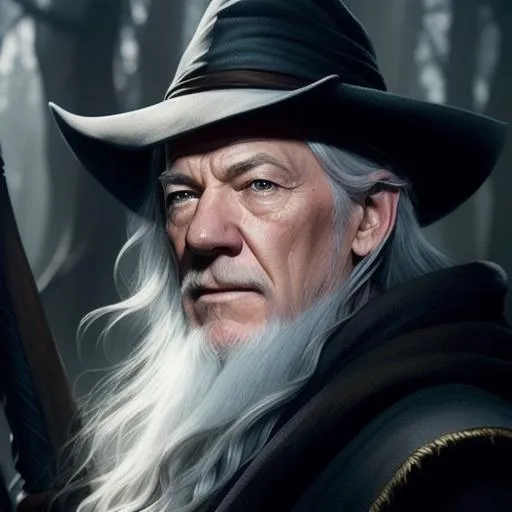 Prompt: Ian McKellen playing as Gandalf the Grey, beautiful painted fantasy character portrait, highly detailed, digital painting, artstation, concept art, sharp focus, illustration, art by artgerm and greg rutkowski and alphonse mucha