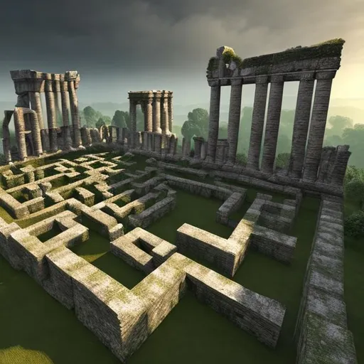 Prompt: mythical ancient ruin maze