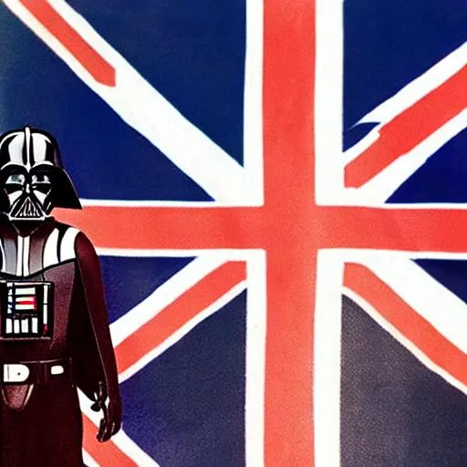 Prompt: Darth Vader holding a Union Jack flag