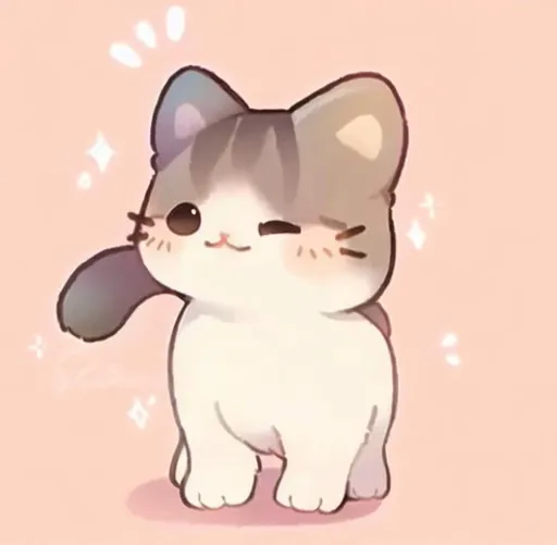 Prompt: A cute realistic cartoon cat winking
