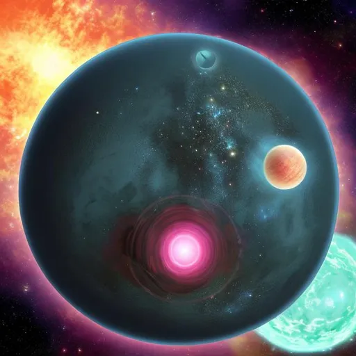 Prompt: create a picture of an imaginary planet in the Medium Risk Zone of Star Atlas.