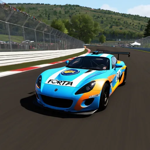 Prompt: Forza motorsport watkins glen track with ginetta jr car