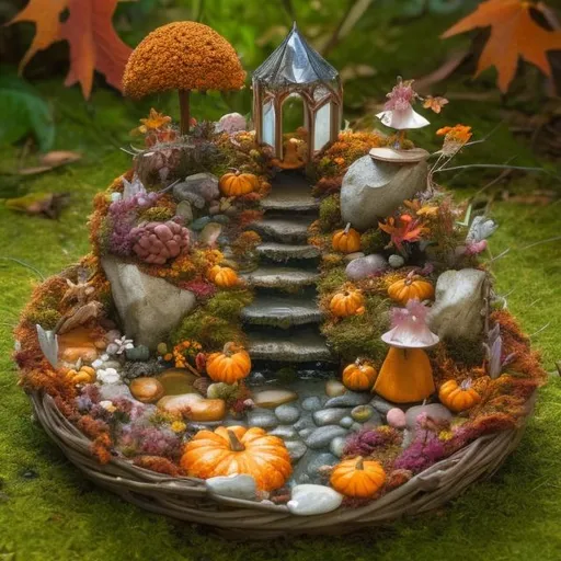 Prompt: A autumn fairy crystal garden