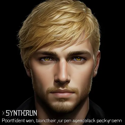 Prompt: photorealistic portrait of a handsome man with wheat-blonde hair with yellow eyes, perfect composition, detailed face, realistic, super detailed, 8k, high quality, artstation, sharp focus, studio photo, intricate details, highly detailed, by greg rutkowski