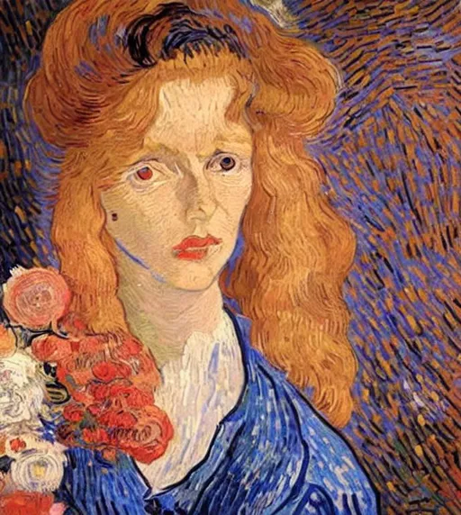 Prompt: beautiful girl, style van gogh