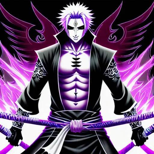 Prompt: Male Soul Reaper Mixed with Hollow, Bon Kai, Resurrection, Vivid colors, hyperdetailed, intricately detailed, Photorealistic, Beautifully detailed, Bleach