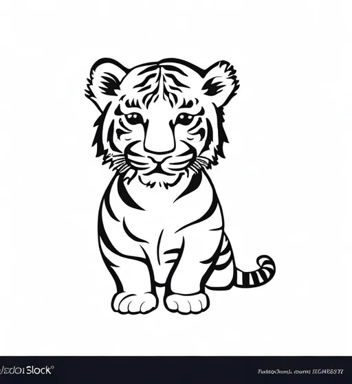 Prompt: inquisitive tiger cub product logo