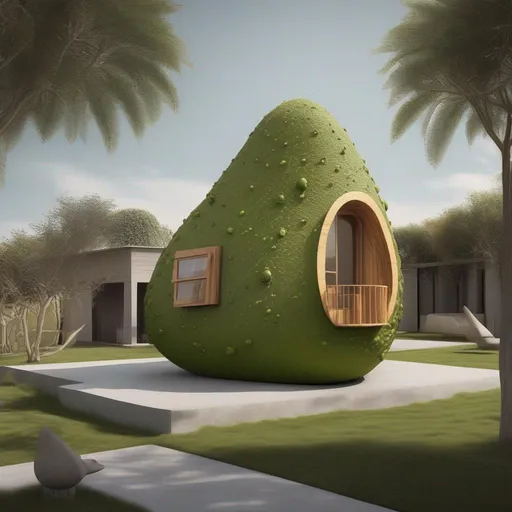 Prompt: house made out of a avocado