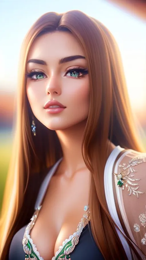 Prompt: {{{{highest quality concept art masterpiece}}}} digital drawing oil painting with {{visible textured brush strokes}}, 
hyperrealistic intricate 128k UHD HDR,

hyperrealistic intricate perfect full body image of flirtatious seductive gorgeous stunning cute beautiful feminine 22 year old anime like starbucks waitress with 
{{hyperrealistic intricate perfect fluffy long brown hair}} 
and 
{{hyperrealistic perfect clear warm brown eyes}} 
and hyperrealistic intricate perfect flirtatious seductive gorgeous stunning cute beautiful feminine face wearing 
{{hyperrealistic intricate body tight green starbucks apron}}
 with deep exposed cleavage and visible abs,
soft skin and red blush cheeks and cute sadistic smile, 

epic fantasy, 
perfect anatomy in perfect composition approaching perfection, 
{{seductive captivating love gaze at camera}}, 

hyperrealistic intricate blurred cafe in background, {{golden hour}}, 
  
cinematic volumetric dramatic 
dramatic studio 3d glamour lighting, 
backlit backlight, 
professional long shot photography, 
unreal engine octane render trending on artstation, 

triadic colors,
sharp focus, 
occlusion, 
centered, 
symmetry, 
ultimate, 
shadows, 
highlights, 
contrast, 
{{sexy}}, 
{{huge breast}}