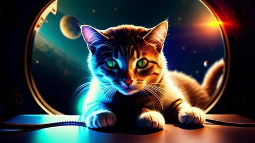 Prompt: Cat Astronaut, In space, 8K resolution, dynamic lighting, Photorealistic, twilight, Space, Spacescape, spacecore