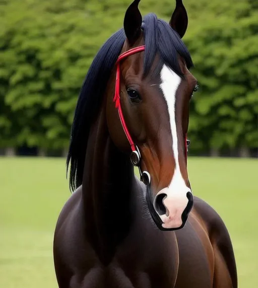 Prompt: a beautiful stuning bay horse, good proportion, perfect symetrical