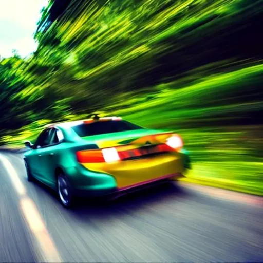 Prompt: car, moving fast,slow it down