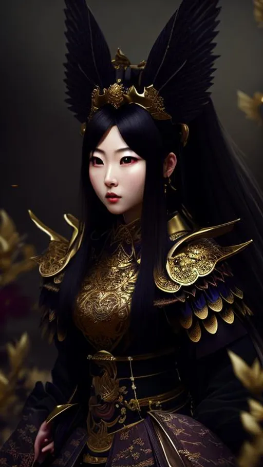 beautiful Japanese princess in samurai armor with br... | OpenArt