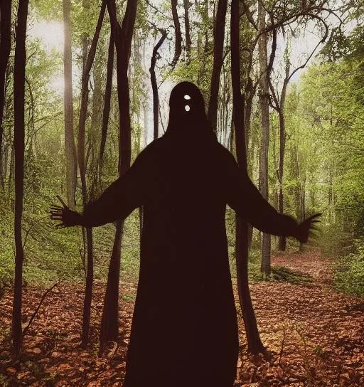 Prompt: scary person in the woods