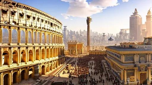 Prompt:  ultrarealistic futurist city glory of roman empire, many details, streets, buildings, future cars, 8k, hdr, Beautifully Detailed, Natural Lighting, Light Diffusion, dystopian, roman architecture