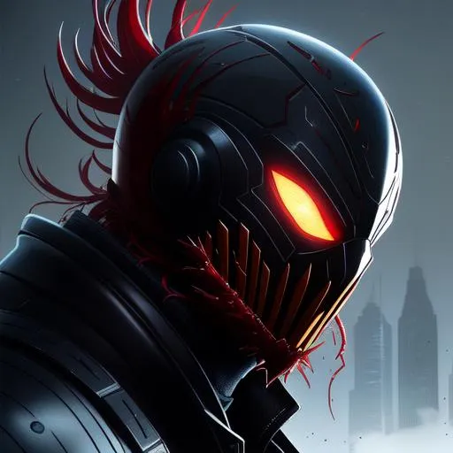 Prompt: Close-up, full portrait of symbiote Carnage while fight with Winter Soldier, a black background, fortnite style, professional ominous concept art, by artgerm and greg rutkowski, an intricate, elegant, highly detailed digital painting, concept art, smooth, sharp focus, illustration, in the style of simon stalenhag, wayne barlowe, and igor kieryluk.