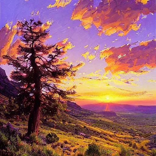 Prompt: New Mexico, landscape, sunset, beautiful artwork by Peder Mork Monsted