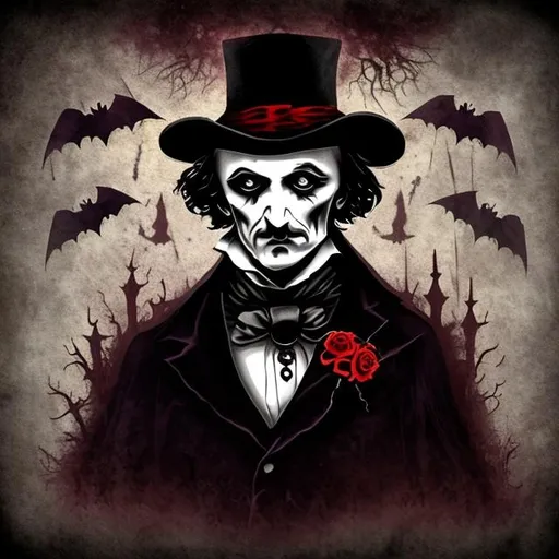 Prompt: Gothic Edgar Allan Poe Halloween background