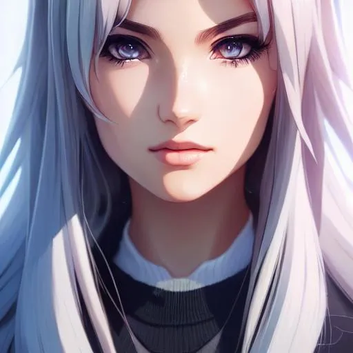 Prompt: Closeup face portrait of {Bianca Ingrosso}, smooth soft skin, big dreamy eyes, beautiful intricate colored hair, symmetrical, anime wide eyes, soft lighting, detailed face, by makoto shinkai, stanley artgerm lau, wlop, rossdraws, concept art, digital painting, looking into camera