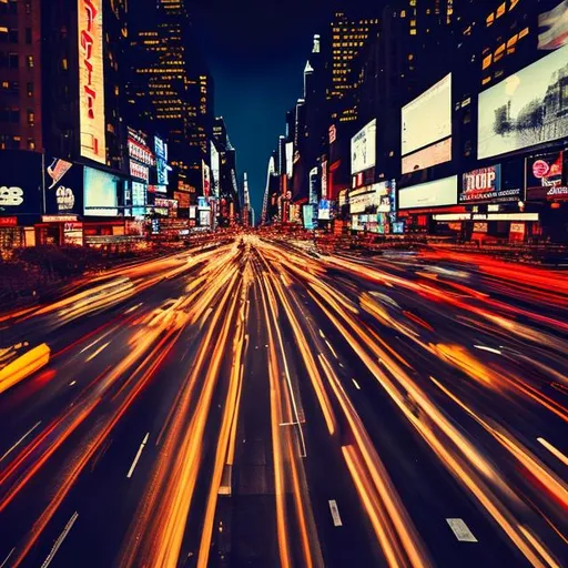 Prompt: Rush hour in new york city night time