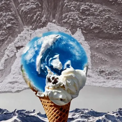 Prompt: Planet earth is melting on an ice cream cone