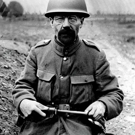 Prompt: Walter White in WW1, historical image