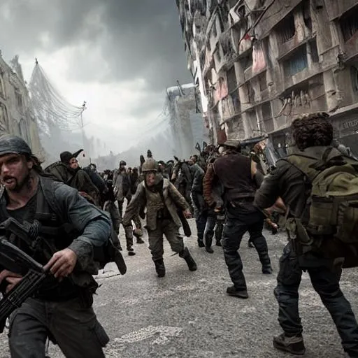Prompt: world war Z,  UHD, HDR, 8K, RPG, UHD render, HDR render, 3D render cinema 4D, cinematic light, high res intricately detailed complex