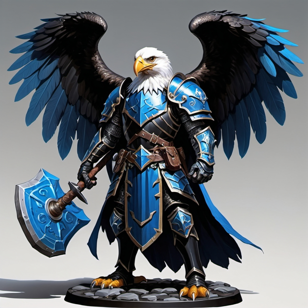 dungeons and dragons eagle cleric, standing, in blac...