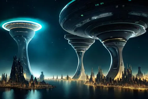 Prompt: The Alien City is a place of pure mystery and beauty. It is full of advanced technology and architecture that is beyond our understanding and capabilities, and it is a testament to the vastness and wonders of the universe. It is a reminder of our own insignificance in the face of the vast and unknown universe that surrounds us. The Alien City is an awe-inspiring place that leaves one with a new sense of wonder and possibility. It is a truly remarkable place that no one should miss. It is a place to lose one's self in the vastness of it all. cosmic ray, (((galactic))), intricate detail, vivid color, perfect composition, 8 k, octane render. High resolution scan, Trending on artstation, Deviantart