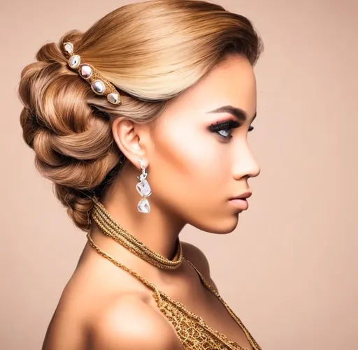 Prompt: a woman hair style with Accessories