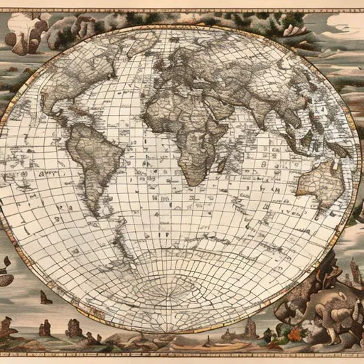 Prompt: antique donut earth map, surprise me