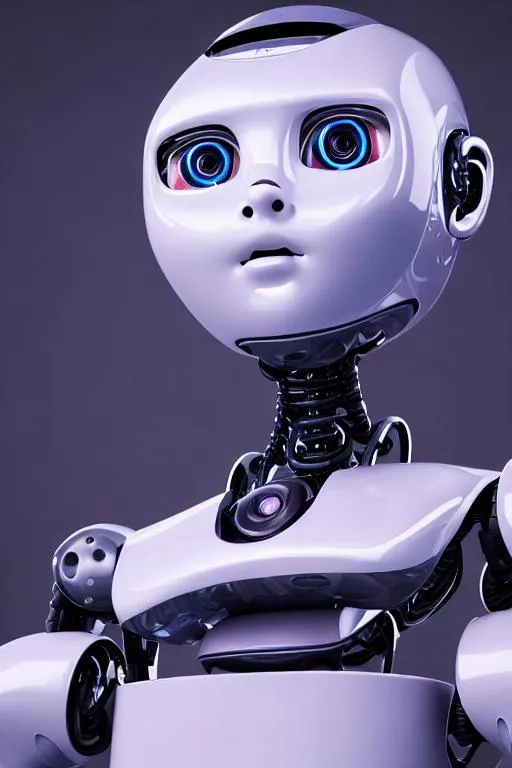 Prompt: Portrait of an intelligent robot with a cute face, perfect composition, realistic, detailed, 8k, high quality, trending art, sharp focus, studio photo