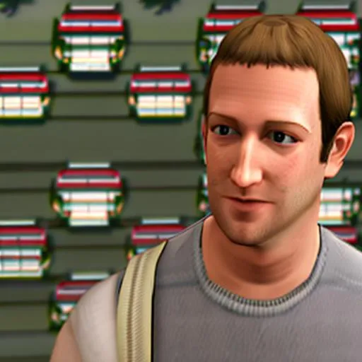 Prompt: Grand Theft Auto San Andreas (2004) awkward cutscene mod featuring Uncanny valley ((Mark Zuckerberg)) cosplaying as CJ Carl Johnson from GTA San Andreas, white sleeveless tanktop, player model, grove st, mod, focus on face, protagonist, ghetto, psp screenshot, ps1 gameplay, Dreamcast graphics, San Andreas Mod, GTA SA, Compton, curly Caesar haircut, Ps2, meme