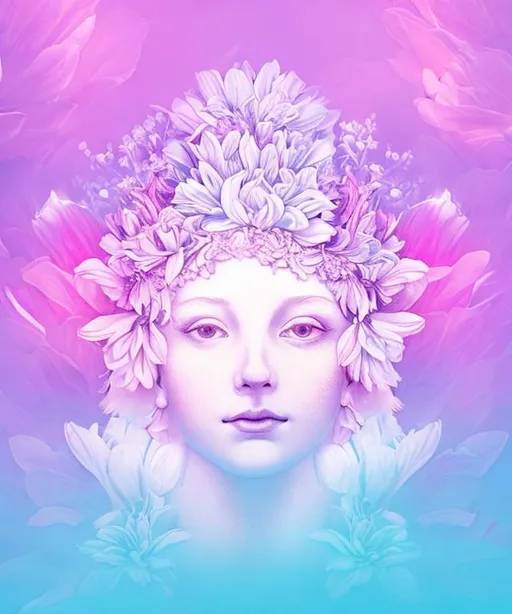 Prompt: Goddess aura portrait in flowers