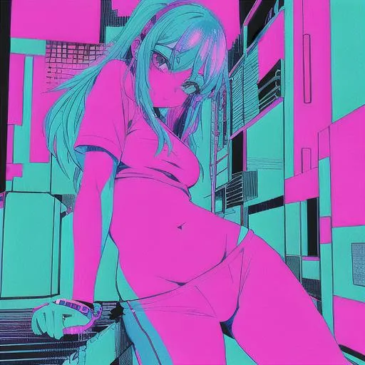 Prompt:  manga cover, lofi, neon colors, hip-hop, pop art, pastel colors, vaporwave