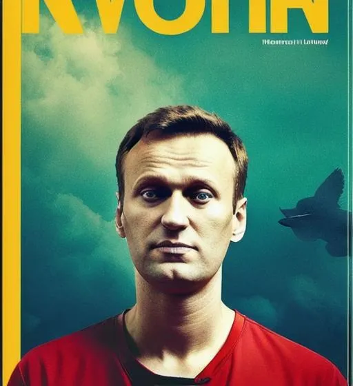 Prompt: Free Navalny, inspirational, Alexei Navalny, prisoner of conscience, determined, wing, cerulean 