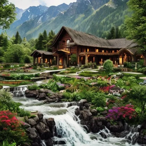 Prompt: Nature Background with greenery, Flowing Water in Somewhere, A Beautiful Farm House, Mountains in Somewhere, Highly Detailed, Hyper Realistic, 8K, Masterpiece