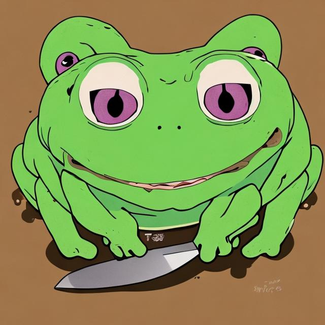 Cute frog with a knife