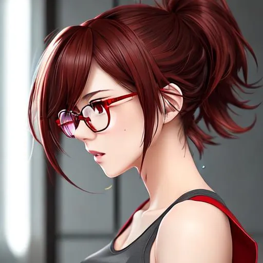 Profile picture of an anime girl with maroon hair