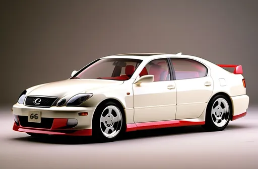 Prompt: 1999 Lexus GS 300 super sport concept , pearl white with black and red accents