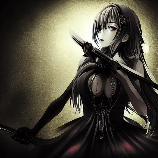 Throwing knife, black background, bright hopeful, realistic shading,  post-apocalyptic, anime style on Craiyon