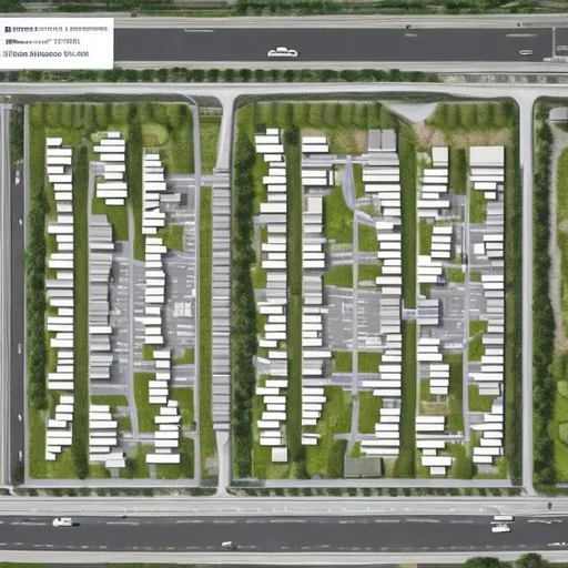 Prompt: A plan for asphalt parking lots, 36 meters wide and 115 meters long