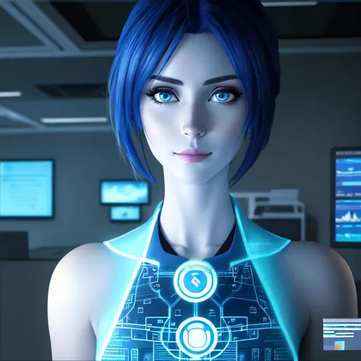 Prompt: Cortana in a medical software office