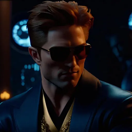 Screen grab of {Robert Pattinson as the johnny cage}...