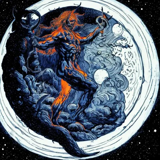Prompt: Satan, the moon, very art, full hd