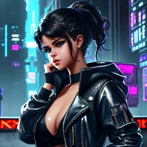 Prompt: create most beautiful photograph of most beautiful fictional, Selena gomez, Cyberpunk, extremely, detailed environment, detailed background, intricate, detailed skin, natural colors , professionally color graded, photorealism, 8k, moody lighting.