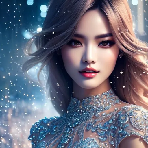 Prompt: splash art, hyper detailed perfect face, beautiful kpop idol sitting, full body, long legs, perfect body, high-resolution cute face, perfect proportions, smiling, intricate hyperdetailed hair, light makeup, sparkling, highly detailed, intricate hyperdetailed shining eyes, Elegant, ethereal, graceful, HDR, UHD, high res, 64k, cinematic lighting, special effects, hd octane render, professional photograph, studio lighting