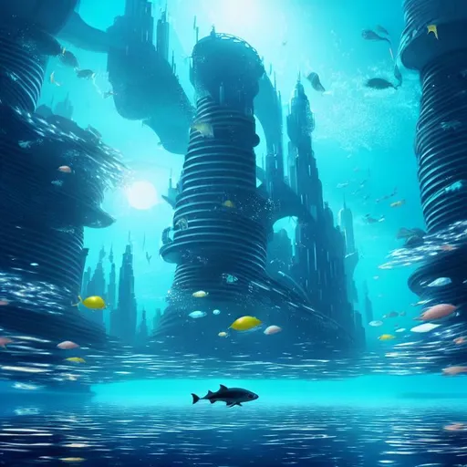 Prompt: Underwater Sci Fi City