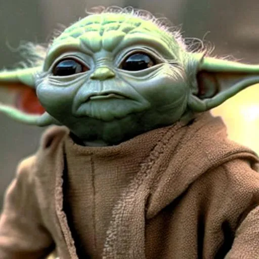 Prompt: Ultra detailed Realistic photo of star wars 1 Baby Yoda,full scale,standing up and walking